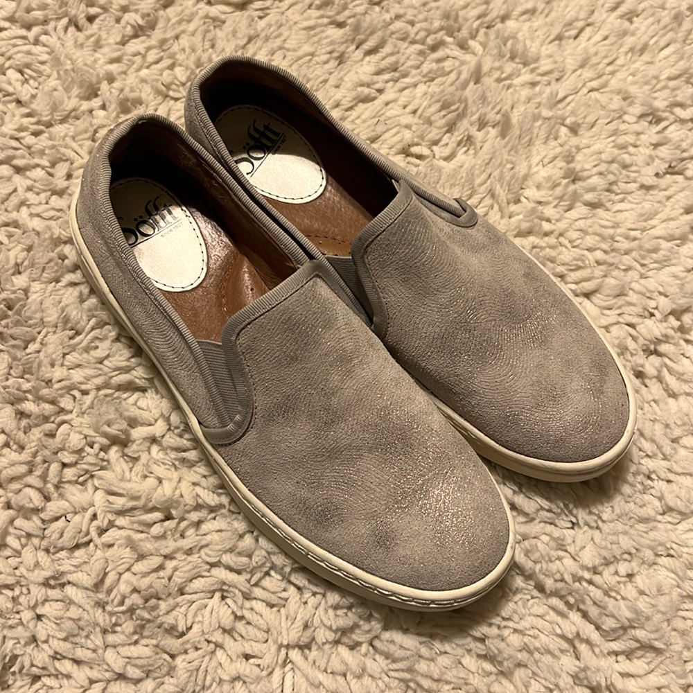 Sofft Leather Gray Slip On Loafer Tennis Shoes